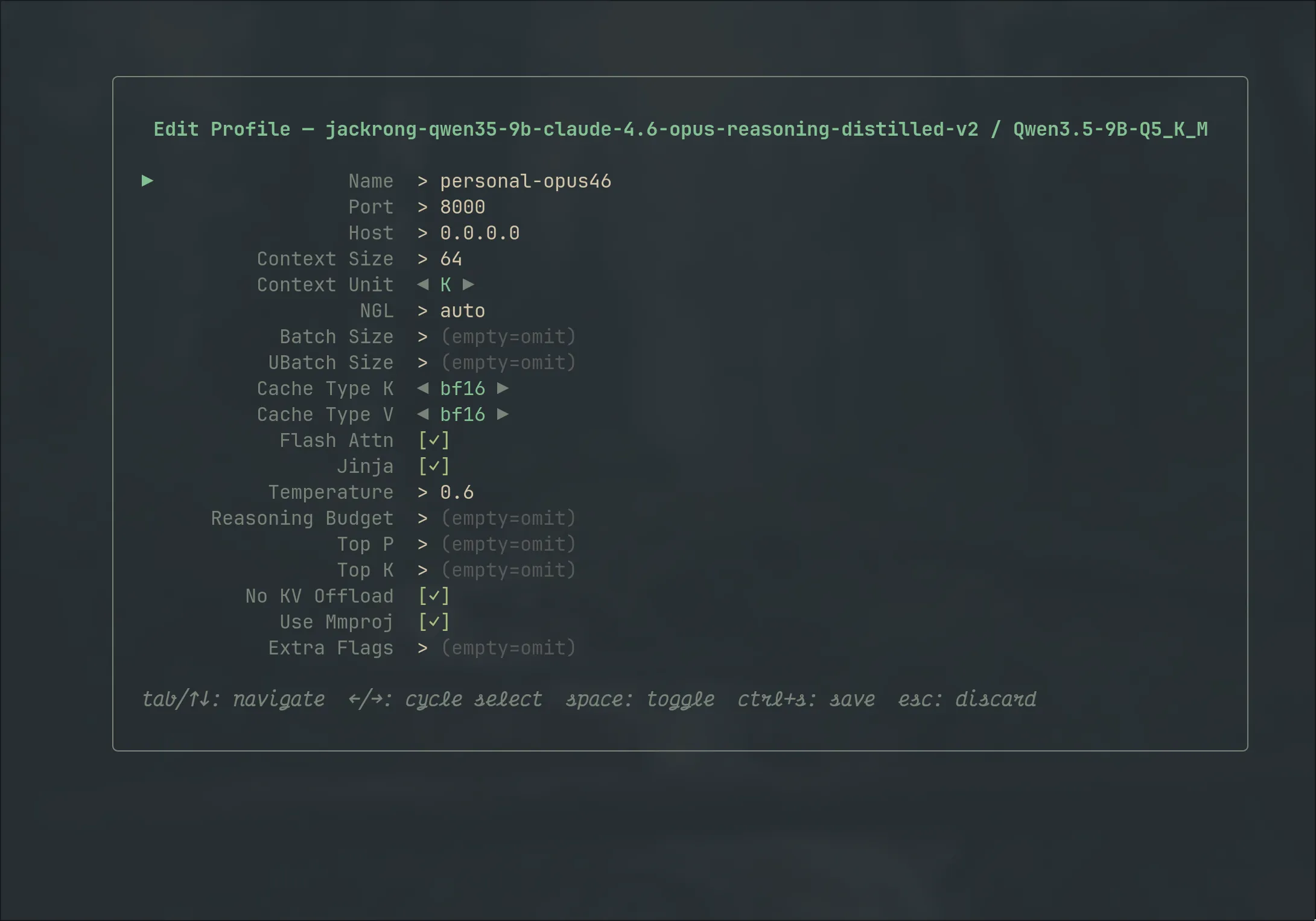 infai profile configuration